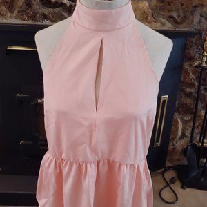 New Designer Mustard Seed Stretch Halter Top L